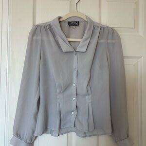 1980s Vintage Sheer Gray Blouse